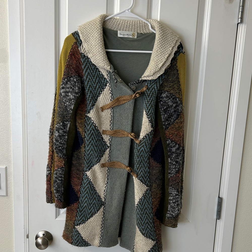 Artisan Patchwork Cardigan With Toggle Details - image 1